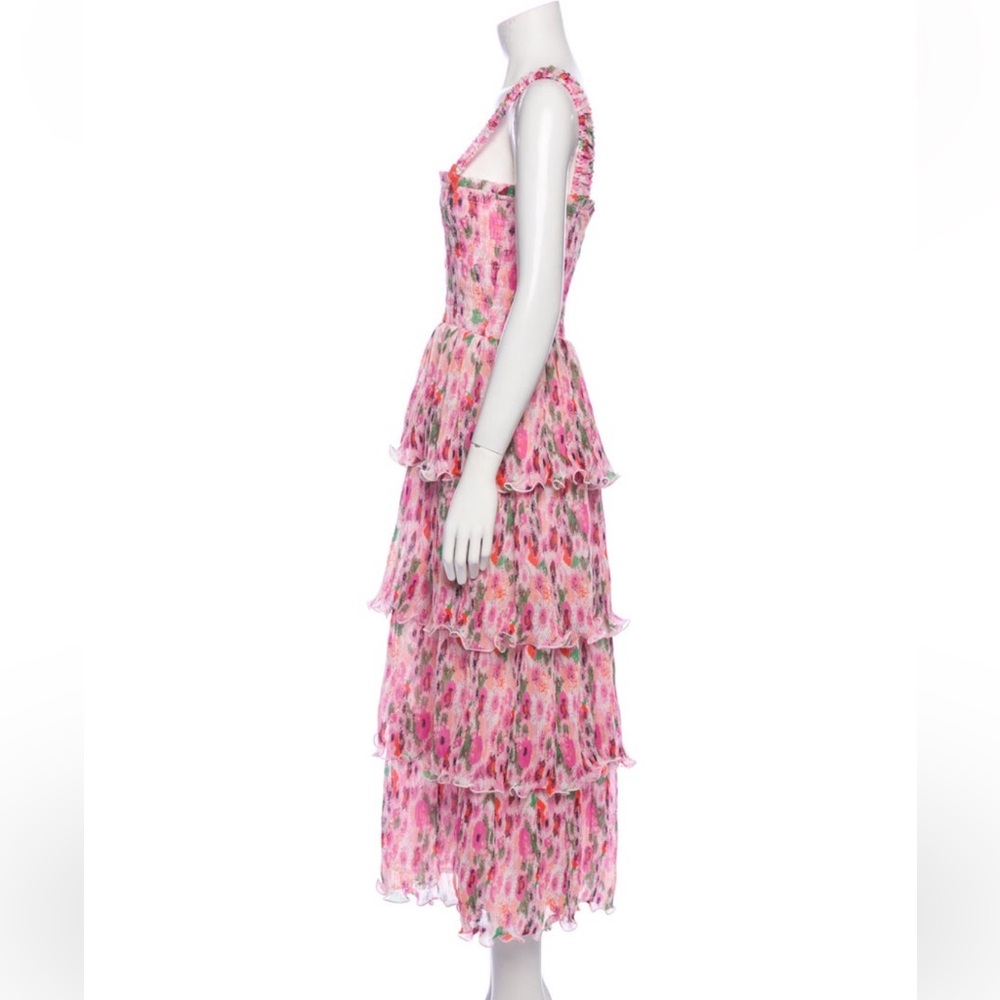Ganni PLEATED GEORGETTE SMOCK MIDI DRESS - sugar plum - Picture 7 of 16